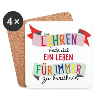 Lehren bedeutet Berührung - Untersetzer (4er-Set) - Weiß - Vorne