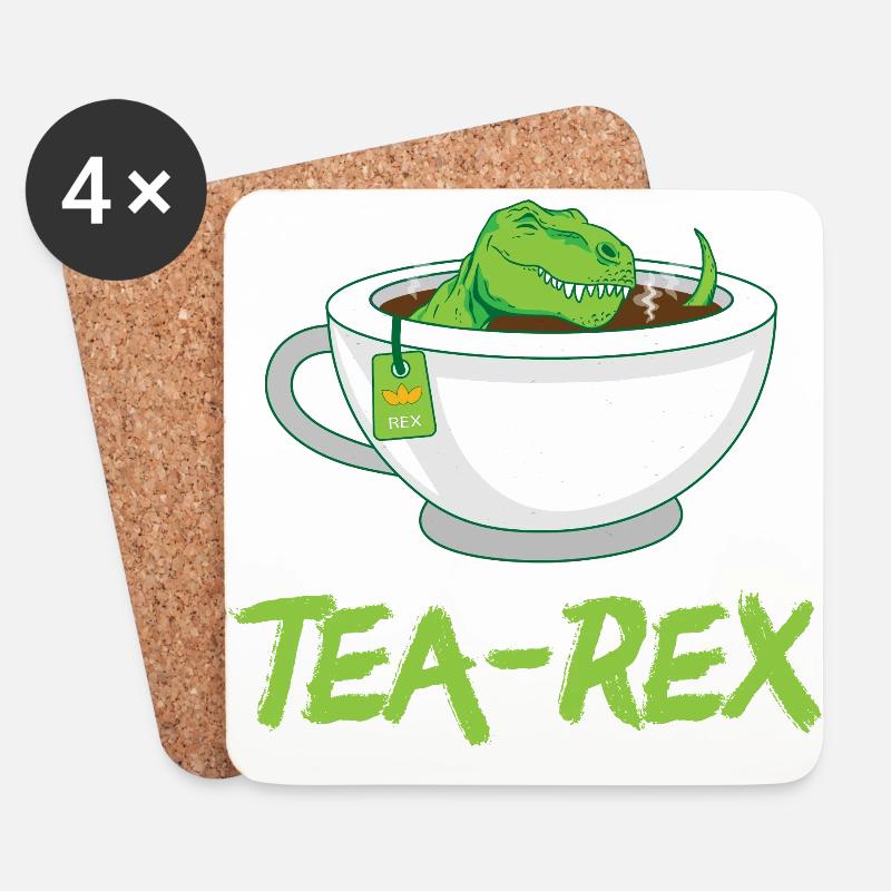 Tea-Rex (T-Rex) Tyrannosaurus Rex - Untersetzer (4er-Set) - Weiß