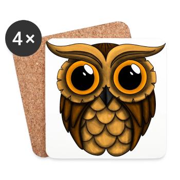 Hibou - Dessous de verre (lot de 4) - blanc - Devant