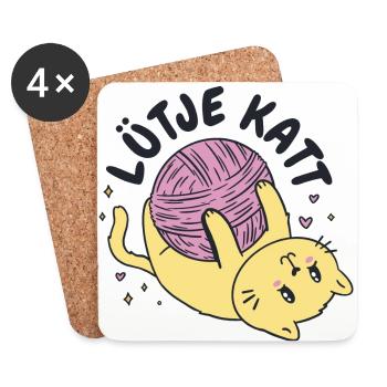 Lütje Katt Low German little cat - Coasters (set of 4) - white - Front
