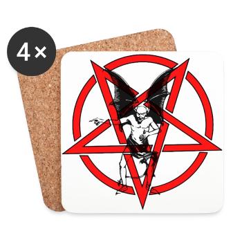 Pentagramme-Rouge-Diable-Noir - Dessous de verre (lot de 4) - blanc - Devant