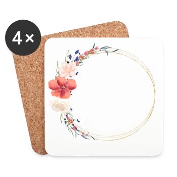 Couronne de fleurs des champs Boho personnalisable - Dessous de verre (lot de 4) - blanc - Devant