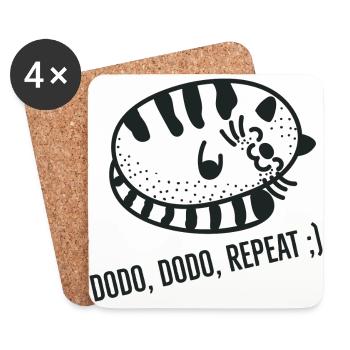 Dodo dodo repeat, gros chat endormi! - Dessous de verre (lot de 4) - blanc - Devant