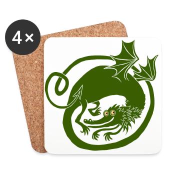 Drache (dunkler) - Untersetzer (4er-Set) - Weiß - Vorne