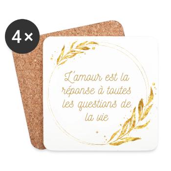 L'amour est la Réponse - Love is the Answer - Dessous de verre (lot de 4) - blanc - Devant
