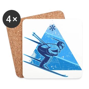 skifahrer alpin "abfahrtsski" carving FIS skiing - Untersetzer (4er-Set) - Weiß - Vorne