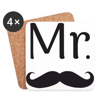 M. MISTER MAN BEARD - Dessous de verre (lot de 4) - blanc - Devant