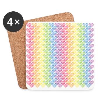 Pride Herzen Regenbogenfahne Regenbogen - Untersetzer (4er-Set) - Weiß - Vorne