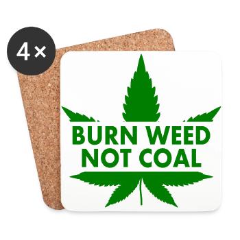 Burn weed not coal - Dessous de verre (lot de 4) - blanc - Devant