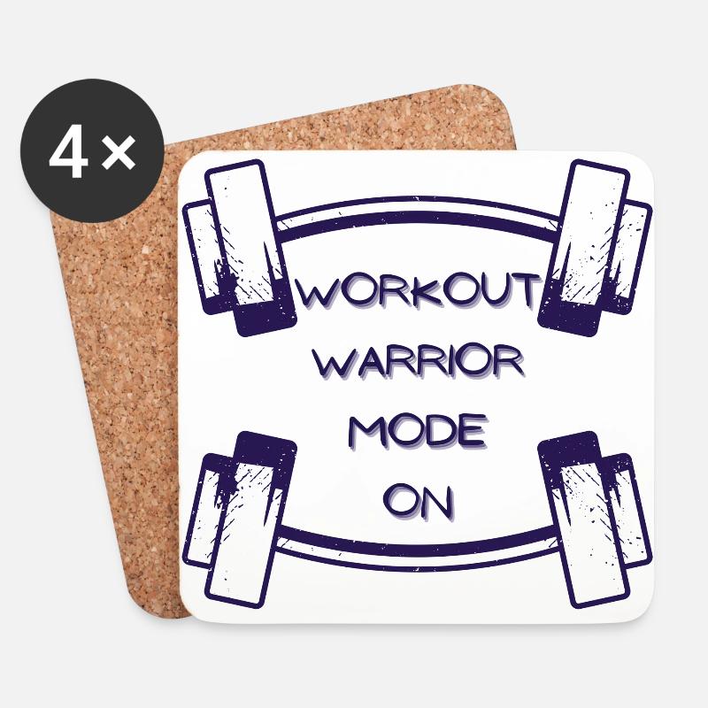 Workout warrior mode on - 1 - Coasters (set of 4) - white