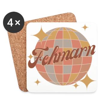 Fehmarn Insel Retro-Vintage-Design Diskokugel - Untersetzer (4er-Set) - Weiß - Vorne
