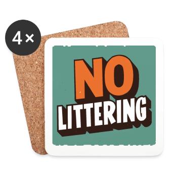 Stop Littering No Littering Protection - Untersetzer (4er-Set) - Weiß - Vorne