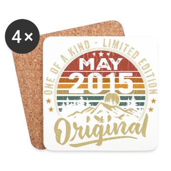 Mai 2015 Vintage Cadeau D’anniversaire Mai 2015 - Dessous de verre (lot de 4) - blanc - Devant