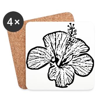 Fleur Blanche Fleur Blanche Fleur d’Hibiscus Fête des Mères - Dessous de verre (lot de 4) - blanc - Devant