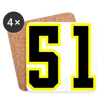 51 Zahl Trikot - Untersetzer (4er-Set) - Weiß - Vorne