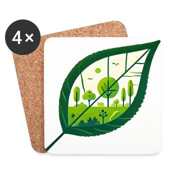 Blatt Frühling schräg - Untersetzer (4er-Set) - Weiß - Vorne