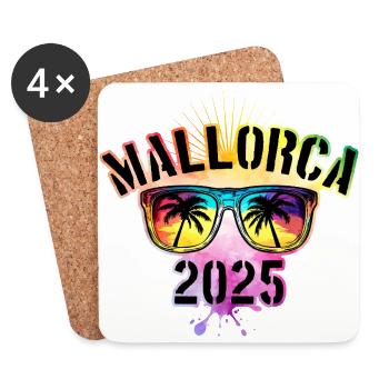 Majorque 2025 Palmiers Coloré - Dessous de verre (lot de 4) - blanc - Devant