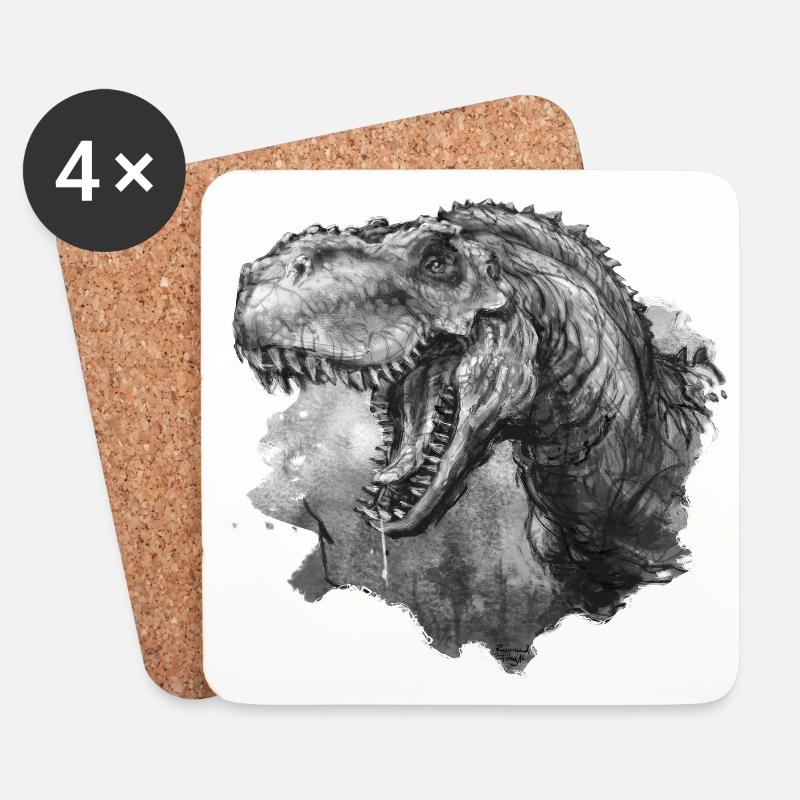 T-rex Portrait - Untersetzer (4er-Set) - Weiß