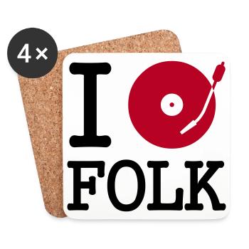 I dj / play / listen to folk - Untersetzer (4er-Set) - Weiß - Vorne