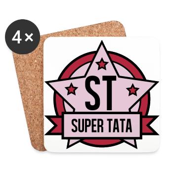 Super tata - Dessous de verre (lot de 4) - blanc - Devant