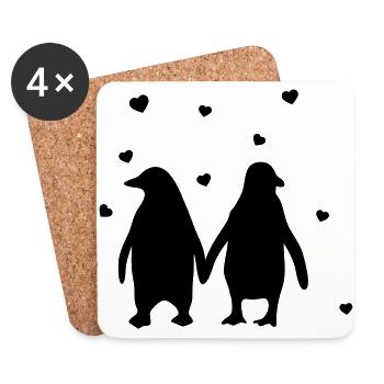 Penguins in love - love each other penguins - Coasters (set of 4) - white - Front