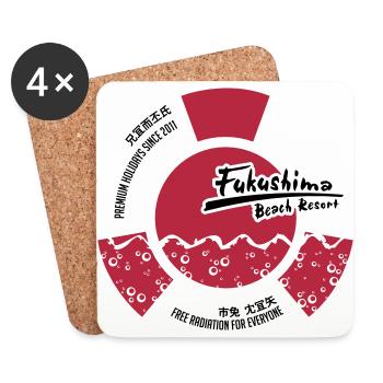Fukushima Beach Resort (schwarzes CLASSIC-Shirt) - Untersetzer (4er-Set) - Weiß - Vorne