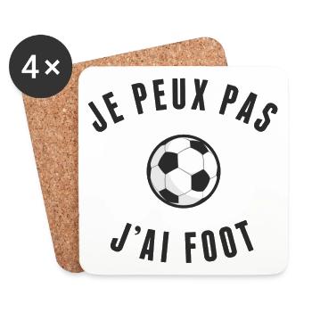je peux pas j'ai foot - Dessous de verre (lot de 4) - blanc - Devant