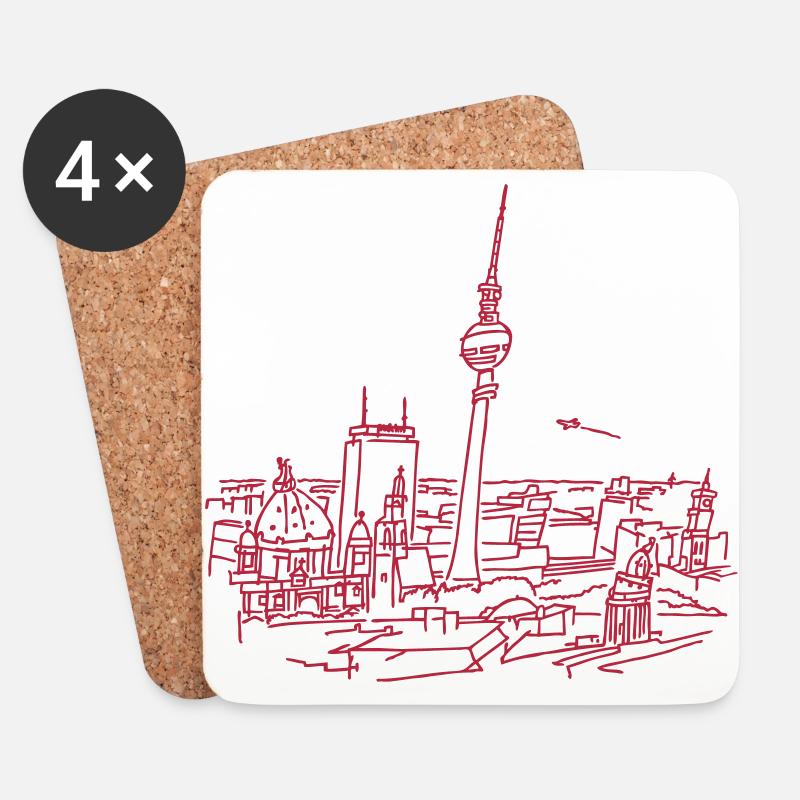 Berlin Panorama - Untersetzer (4er-Set) - Weiß