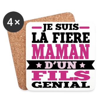je suis la fière maman d'un fils génial - Dessous de verre (lot de 4) - blanc - Devant