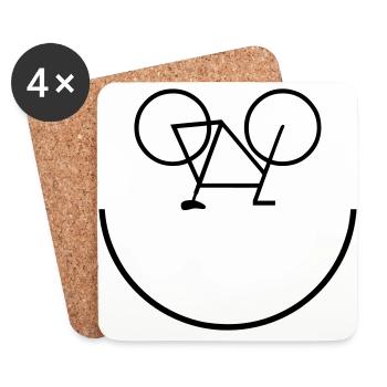 Bike Smiley - Dessous de verre (lot de 4) - blanc - Devant