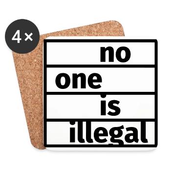 No One is Illegal - Dessous de verre (lot de 4) - blanc - Devant