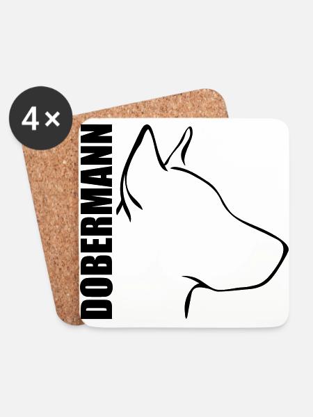 DOBERMANN PROFIL - Untersetzer (4er-Set) - Weiß