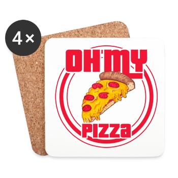 Oh ma pizza - Dessous de verre (lot de 4) - blanc - Devant