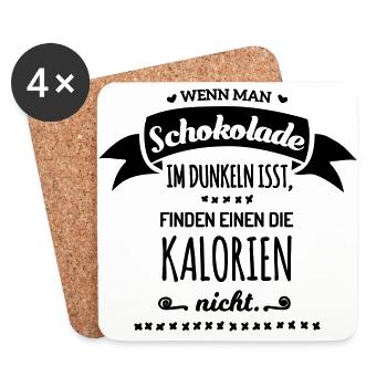 Schokolade im Dunkeln isst finden Kalorien nicht - Untersetzer (4er-Set) - Weiß - Vorne