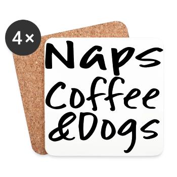 Naps, Coffee & Dogs - Coasters (set of 4) - white - Front
