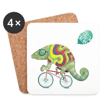 Fast lizard - Coasters (set of 4) - white - Front