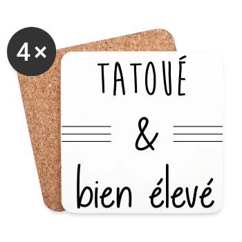 Tatoué et bien élevé - Dessous de verre (lot de 4) - blanc - Devant