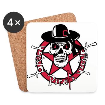 general breizhor tete de mort crane breizh pirate - Dessous de verre (lot de 4) - blanc - Devant