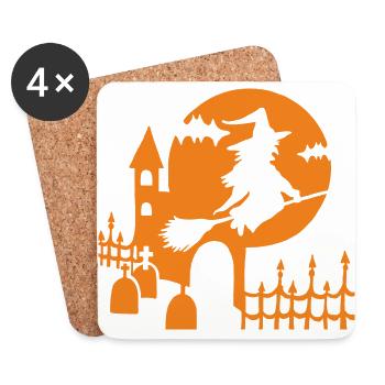 Halloween - witch cemetery - orange - Coasters (set of 4) - white - Front