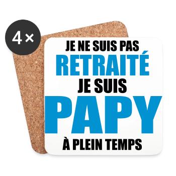 Je suis papy a plein temps - Dessous de verre (lot de 4) - blanc - Devant