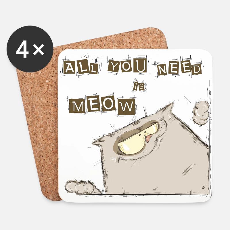 Lustige Katze - Untersetzer (4er-Set) - Weiß