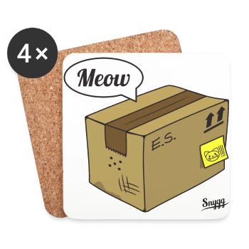 Le chat de Schrödinger (version 1) - Dessous de verre (lot de 4) - blanc - Devant