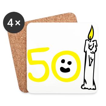50 Jahre Kerze Kerze - Untersetzer (4er-Set) - Weiß - Vorne