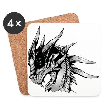 der Drachen - The Dragon - Untersetzer (4er-Set) - Weiß - Vorne
