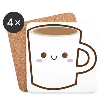 tasse de café doux kawaii - Dessous de verre (lot de 4) - blanc - Devant