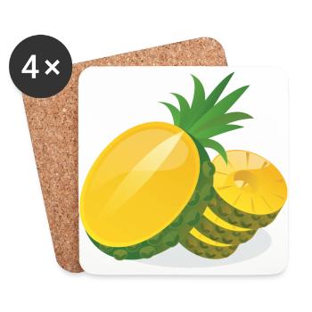 Ananas in Scheiben - Untersetzer (4er-Set) - Weiß - Vorne