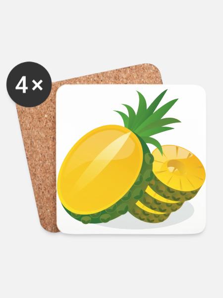 Pineapple in slices - Coasters (set of 4) - white
