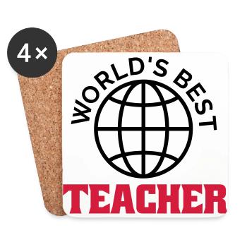 worlds best teacher - Coasters (set of 4) - white - Front