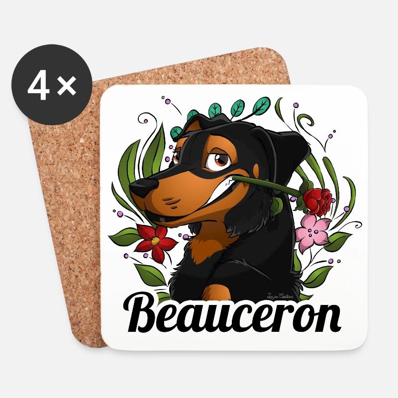 Beauceron Glück - Untersetzer (4er-Set) - Weiß
