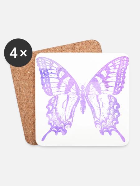 Aquarell Schmetterling - Untersetzer (4er-Set) - Weiß